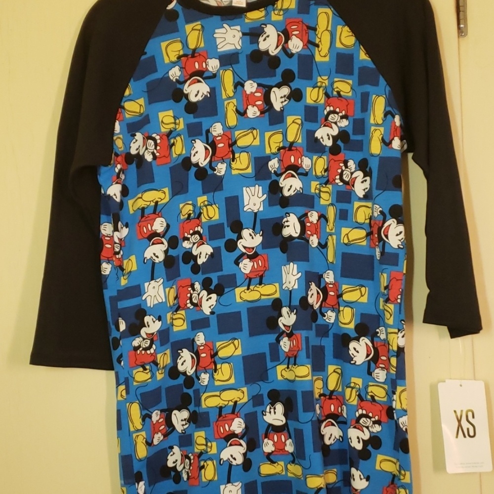Mickey Mouse Disney Lularoe 3/4 Raglan sleeve XS